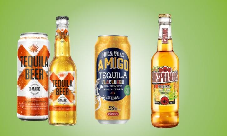 Tequila bier Drie soorten Tequila bier naast elkaar